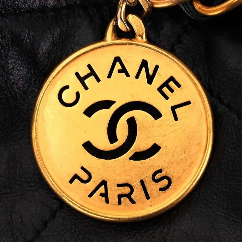 Chanel 22 Calfskin Leather Logo Hobo Bag With A Matching Pouch